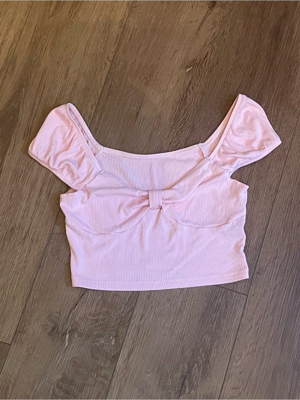 Ribbed Crop Top with Front Knot - Pink